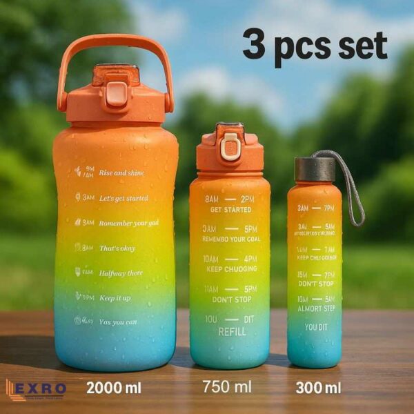 3 pcs Motivational Water Bottle
